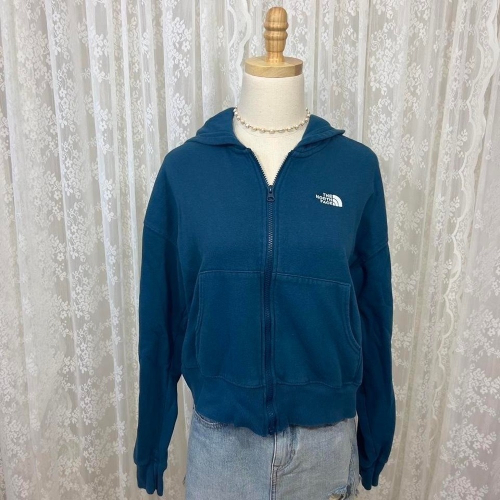 The North Face Women's Blue Zip Up Hoodie Jacket Size M Outdoor Style Hiking